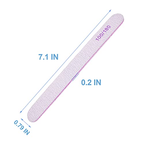 Nail File (100 Pcs), Bulk Emery Board Nail Files for Acrylic Nails and Natural Nails, 100/180 Grit Double Sided Emory Boards for Gel Nail Professional Reusable Washable Manicure Pedicure Kit Set Gray - size: 100 Pcs Rectangle 100/180 Grit