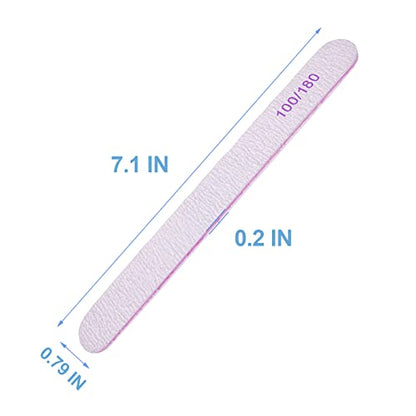 Nail File (100 Pcs), Bulk Emery Board Nail Files for Acrylic Nails and Natural Nails, 100/180 Grit Double Sided Emory Boards for Gel Nail Professional Reusable Washable Manicure Pedicure Kit Set Gray - size: 100 Pcs Rectangle 100/180 Grit