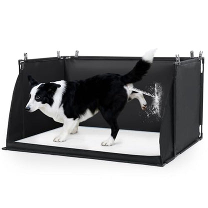 MABOZOO Dog Pee Pad Holder with High Walls, Foldable Dog Litter Box Pee Shields Indoor Dog Potty for Small and Medium Dogs, No Spill Pee Pad Holder Tray for Dogs Work (33.8*28*17.7in). Patent Pending - size: 34x28x17.7in