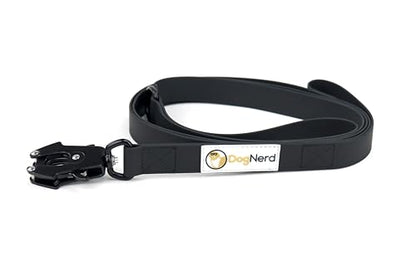 6ft Black Dual Handle Silicone Tactical Dog Leash for Medium, Large, Giant, Police Breeds | Quick Release Swivel Clip Carabiner | Coated Nylon Heavy Duty | Strong Puller | Training Leashes - color: Black
