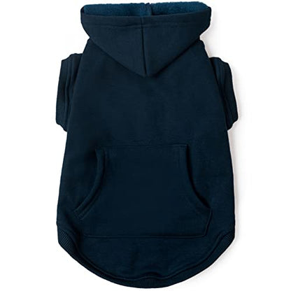 Koneseve Dog Hoodie Fleece Puppy Clothes Warm Sweater with Hat for Small Dogs Cat Hooded Shirt Kitten Pet Basic Hoodies Sweatshirt with Pocket Doggie Soft Winter Coat Apparel (Blue; M) - color: Blue, size: M-(6~9lb) | Chest(~15.3")