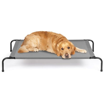 Outvita 50 Inch Elevated Dog Bed, Outdoor Cooling Raised Pet Cot, with Waterproof Textilene Mesh, Washable, Breathable, Alloy Steel Frame, Portable, Chew Proof, Indoor & Outdoor (Gray)