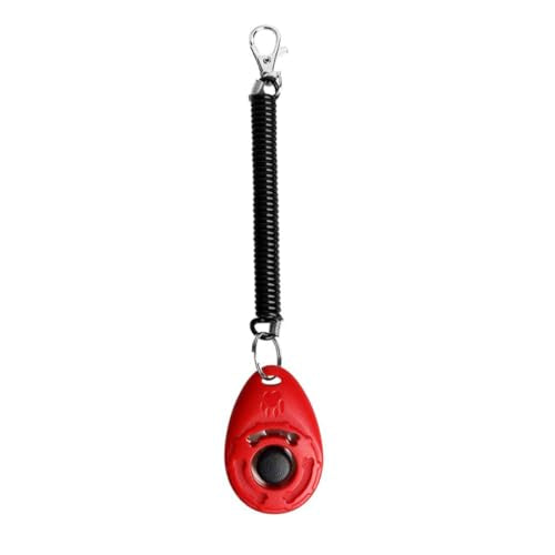Dog Training Clicker Pet Training Sound Behavioral Tool with Wrist Strap for Dog Cat Horse Red - color: red