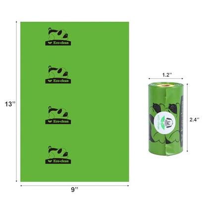 ECO-CLEAN Dog Poop Bags with 3 Bags Left Indicator - 360 Count Extra Thick and Leak Proof Pet Waste Bags with 1 dispenser, Unscented - color: Green with Indicator
