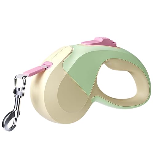 Retractable Dog Leash for Small and Medium Dogs – No-Tangle Automatic Pet Leash with Anti-Pull Design, Durable Dog Walking Lead, 10ft, Yellow&Green