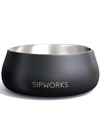 Stainless Steel Dog Bowl – 32oz Weighted Metal Food and Water Bowls for Dogs and Cats with Non-Slip Base - Pet Bowls for All Breeds Sizes for Travel & Outdoor Play - Midnight Black - color: Midnight Black