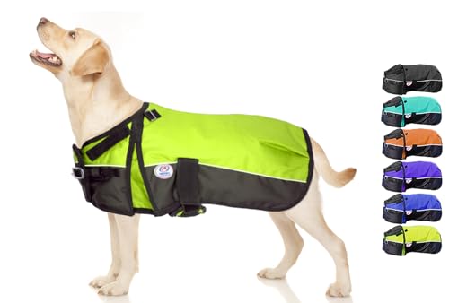 Derby Originals Horse Tough 600D Ripstop Waterproof Winter Dog Coat 150g Medium Weight - color: Lemon Lime Green, size: 22 in