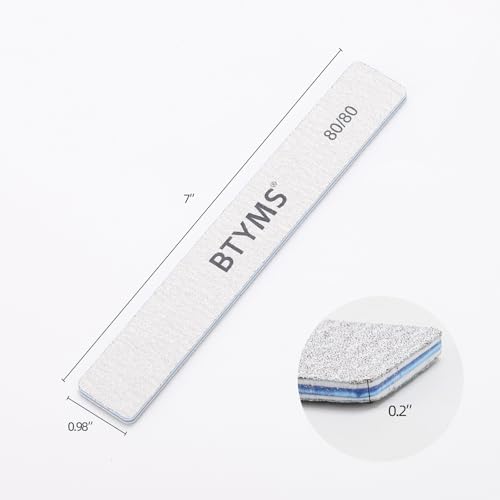 BTYMS 80/80 Grit Nail File - Professional Double-Sided Coarse Emery Boards for Shaping Acrylic & Gel Nails - size: 80/80 Grit(25 Count)