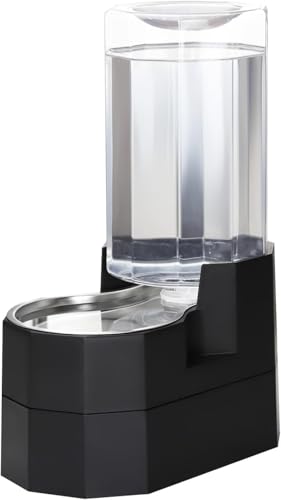 Sfozstra 8L Raised Pet Water Dispenser - Stainless Steel | Gravity Fed, No Power Needed, BPA-Free, Leak-Proof, Non-Slip Base, for Elderly Dogs & Cats, Indoor/Outdoor - color: Black, size: 8L Raised