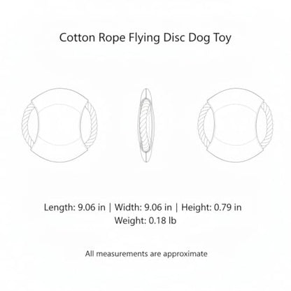 Cotton Rope Flying Disc Dog Toy, Soft Toss Frisbee for Fetch and Tug of War, 9 Inch (1 PC)