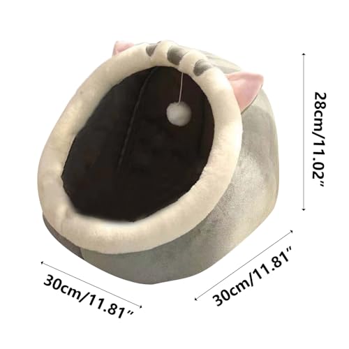 Winter Warm Cat Dog Tent Thickened Dogs Cat Beds for Indoor Dog Cats Kennel Pet Tent Warm Outdoor Cats Enclosures Cave Covered Dogs Bed Fits Puppy Small Pet for Men Women Cute Stuff (Grey)