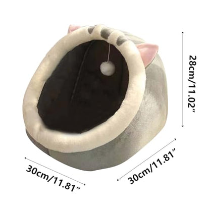 Winter Warm Cat Dog Tent Thickened Dogs Cat Beds for Indoor Dog Cats Kennel Pet Tent Warm Outdoor Cats Enclosures Cave Covered Dogs Bed Fits Puppy Small Pet for Men Women Cute Stuff (Grey)