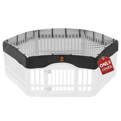 PJYuCien Playpen Top Cover for 36'' Width 6 Panel PlayPen, Black | More Peace of Mind, More Safe, and Reduce Mess, Suitable for Puppy, Duck, and Other Small Animals,Elastic Buckles Connect - style: Black Cover, 36"Width, Black ( Elastic Buckles Connection
