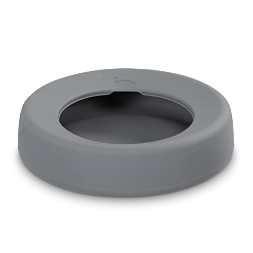 Messy Mutts Silicone Non-Spill Bowl | Dog or Cat Travel Necessity | Splash Less Food/Water Bowl for Pets | Slobber Stopper Water Bowl | 5.25 Cups (Cool Grey) - color: Grey