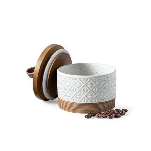 Miamolo Small Ceramic Jar with Lid, Coffee Container Kitchen Food Storage Jars for Spice Sugar Candy Matcha, Mini Kitchen Spice Jars for Counter, Home, Pantry - White & 5 fl.oz - color: White, size: 5 fl.oz
