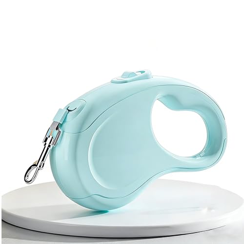 Retractable Dog Leash 16ft/10ft, Heavy Duty Extendable Lead with One-Hand Brake Lock, Tangle-Free Outlet & Ergonomic Handle, Automatic Walking Leash for Small to Medium Dogs(Blue,5M) - color: Blue, size: 5M