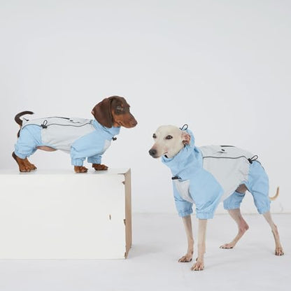 Dachshund Dog Raincoat with Legs, Waterproof Full Body Jacket, Hooded Outdoor Windbreaker for Small & Medium Dogs, Mini Dachshund Puppy Coat (Blue,XS(6-9lbs)) - size: X-Small (6-9lbs)
