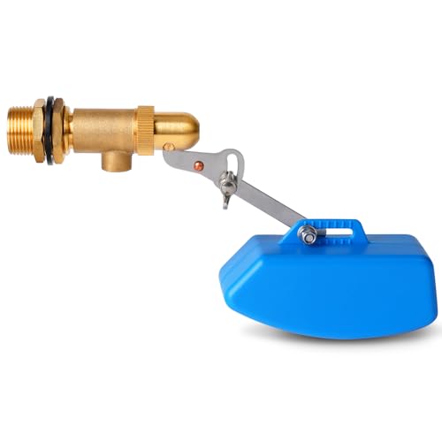 Brass Float Valve 3/4 Inch, Livestock Water Tank Float Valve Switch Brass Float Ball Valve Shut Off Pool Auto Fill Valve for Automatic Waterer - style: 3/4" Blue