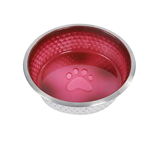 WeatherBeeta Non-Slip Stainless Steel Shade Dog Bowl, Magenta, 5" - color: Magenta, size: 5"