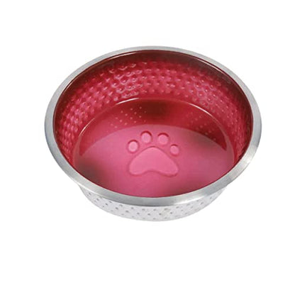 WeatherBeeta Non-Slip Stainless Steel Shade Dog Bowl, Magenta, 5" - color: Magenta, size: 5"