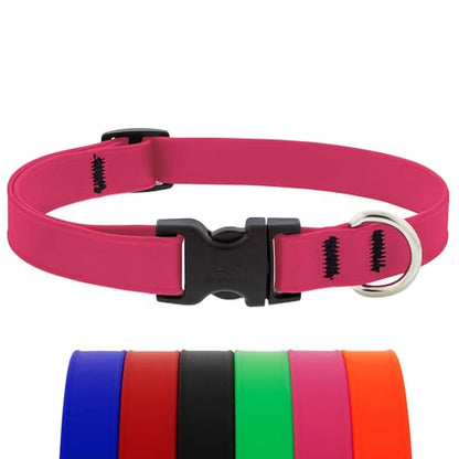 LupinePet Waterproof Splash Dog Collar, Neon Pink, 3/4-inch Wide, adjusts 13-22", Made with BioThane - color: Neon Pink, size: Medium: Adjusts from 13 to 22 in, 3/4-in wide