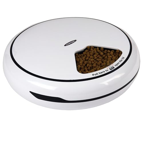 Lentek 5-Meal Automatic Pet Feeder with Voice Recording, Digital Timer, 25 oz Capacity, Food Dispenser for Cats, Dogs & Small Pets