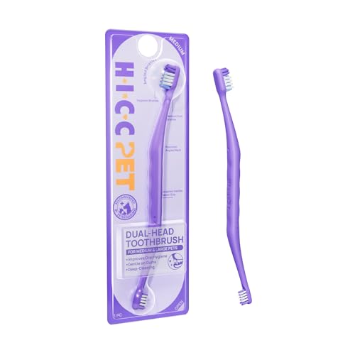 HICC PET Toothbrush for Dogs & Large Cats, Ergonomic Pet Toothbrush for Easy Teeth Cleaning,Gentle on Gums, Cat & Dog Dental Care – Toothpaste Not Included - color: Purple for Dogs & Large Cats