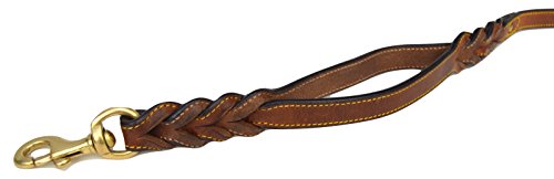 6 Foot Braided Leather Dog Leash with Traffic Handle, Two Handles for Training and Safety, Double Your Control with 2 Locations, Lead for Large and Medium Dogs Brown 6ft x 3/4 Inch - color: Brown