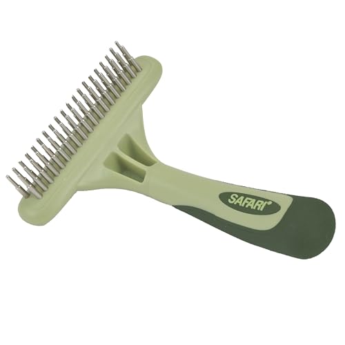 Coastal Pet Safari Dog Undercoat Rake - Top-Grade Double Row Rotating Pins Dematting Rake for Effective Deshedding and Pet Grooming