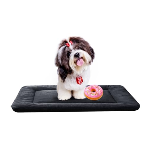 Dog Beds Crate Pad for Small Dogs Ultra Soft Dog Crate Bed Washable & Anti-Slip Kennel Pad for Dogs Cozy Sleeping Mat,Dark Gray 24inch - color: dark gray, size: 24.0"L x 18.0"W x 1.0"Th
