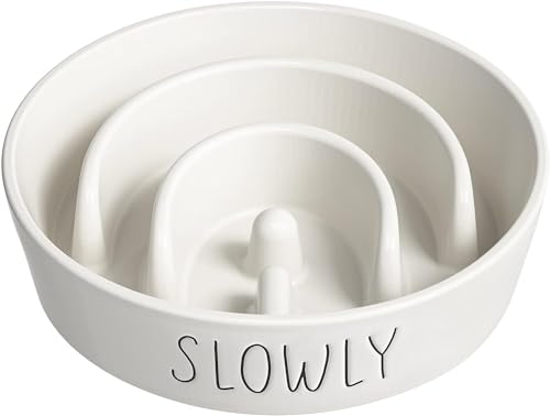 LE TAUCI PET Ceramic Slow Feeder Dog Bowls Small Breed, 0.6 Cups Dog Food Dish for Fast Eaters, Puzzle Bowl for Small Dogs and Cats,White - color: White, size: S-0.6 Cups