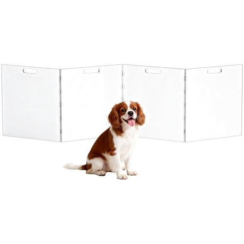 Acrylic Pet Playpen Gate for The House Doorways, Acrylic Pet Gate for Dogs, Freestanding, Clear (4 Panel) - size: 4 Panel