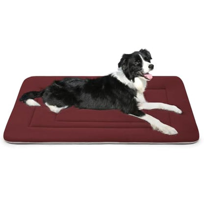Dog Bed Soft Dog Crate Bed Pad Mat, 36 in Non Slip Bottom Washable Beds for Medium and Large Dogs, Pet Bed Mattress Kennel Pad, Dark Red - color: Dark Red, size: 36.0"L x 23.0"W x 1.2"Th