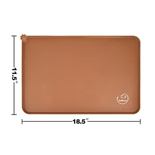 Silicone Waterproof Dog Cat Pet Feeding Mats, Non Slip, Easy Clean Pet Dog Cat Bowl Mats Placemat (18.5" x 11.5") Brown - color: Brown, size: 18.5" x 11.5"