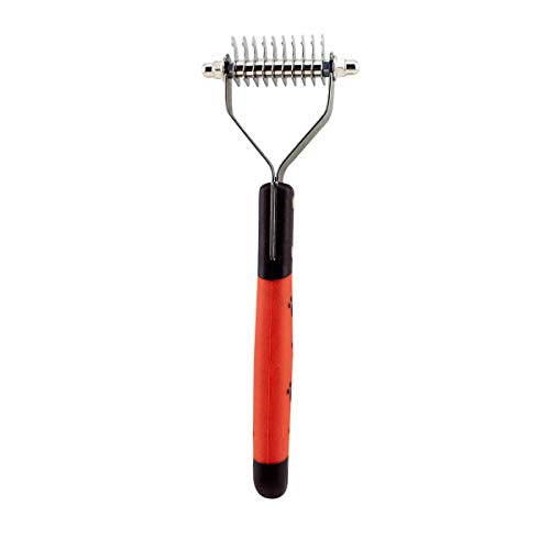 Ryan's Pet Supplies Paw Brothers 10 Blade Medium Dematting Undercoat Rake for Dogs and Cats, Professional Grade, Dog Shedding Brush, Stainless Steel Blades, Rounded Gentle Teeth - size: 10 Blade Medium
