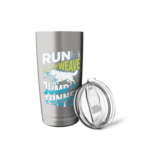 Run Weave Jump Tunnel Dog Agility Stainless Steel Insulated Tumbler - color: Brushed Steel