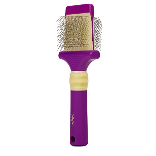 Jelly Pet Double Sided Dog Slicker Brush, Longer Pins, Flexible Head, Fine/Coarse Sides, Removes Unwanted Tangles, Medium, Pink - size: Medium