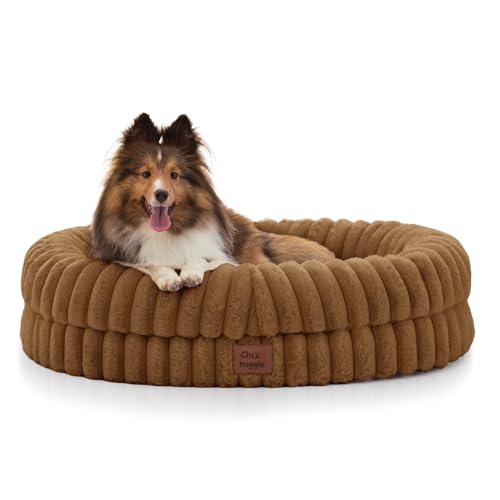 ChiXnuggle Orthopedic Dog Bed, Washable Cover, Faux Fur Bolster Pet Couch | waterproof,egg crate foam,non-slip bottom,for small medium dogs,brown,30*24*7,dog sofa,puppy bed - color: Brown, size: M(30*24*7)