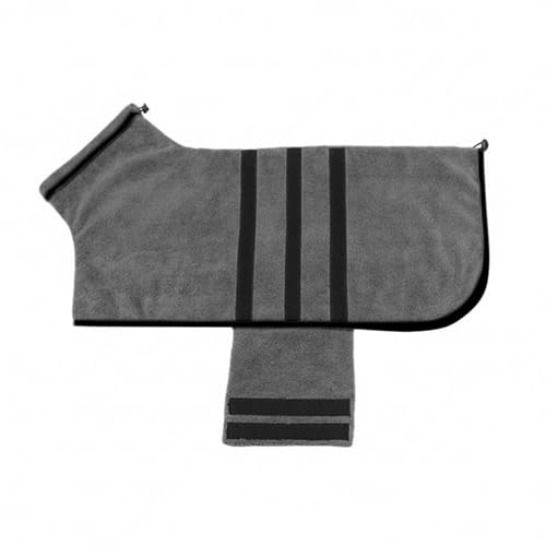 Dog Drying Robe, Absorbent Microfiber Pet Towel Wrap with Leg Openings for Small Dogs - color: Dark Gray