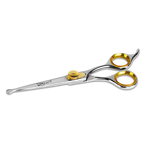 Sharf Dog Grooming Scissors, Gold Touch 6.5 Inch Straight Professional Dog Grooming Shear with Safety Round Tip - color: 6.5 Inch Straight Scissors - Round Tip