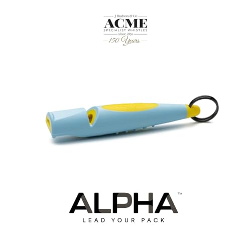 ACME Alpha 211.5 Professional Dog Training Whistle with Enhanced Ergonomic Grip. BPA-Free Plastic. 110 dBA. Long Range. Standardized Frequency. Weatherproof. Made in the UK (Baby Blue on Yellow) - color: Baby Blue on Yellow