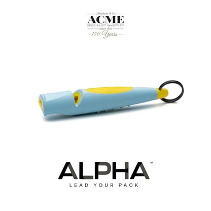 ACME Alpha 211.5 Professional Dog Training Whistle with Enhanced Ergonomic Grip. BPA-Free Plastic. 110 dBA. Long Range. Standardized Frequency. Weatherproof. Made in the UK (Baby Blue on Yellow) - color: Baby Blue on Yellow