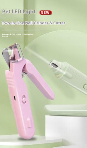 USB Pet Nail Clipper with LED Light – 2-in-1 Electric Grinder & Scissors, Rechargeable Trimmer for Dogs & Cats, 60°Angle Blade, Low-Noise Motor, Blood-Line Illuminator, 94 g Lightweight