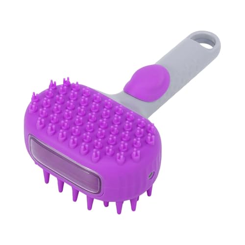 Pet Bath Brush, 2 in 1 Dog Grooming Brush with Built-in Shampoo Dispenser for Dogs and Cats Shower - color: Purple