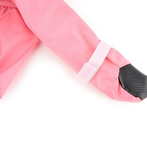 PAIDEFUL Small Dog Full Body Coverage Raincoat Solid Four-Leg Onesie Rain Jacket Waterproof Hoodie Puppy Clothes Button Lightweight Cats Costume, Pink, M - color: pink, size: M: Chest: 15.7", Back: 12.6"