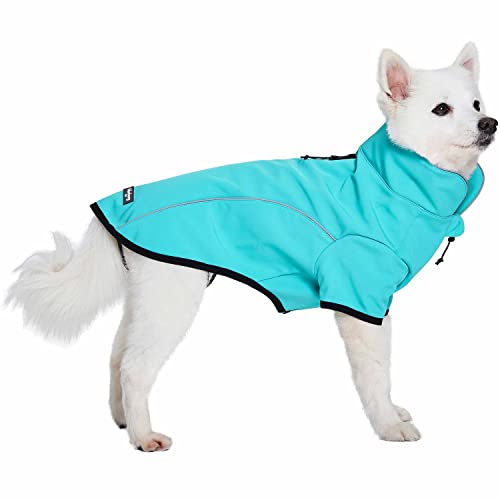 Blueberry Pet Windproof Waterproof Reflective Softshell Dog Jacket, Cyan Blue, Size 14 - color: Cyan Blue, size: Size 14
