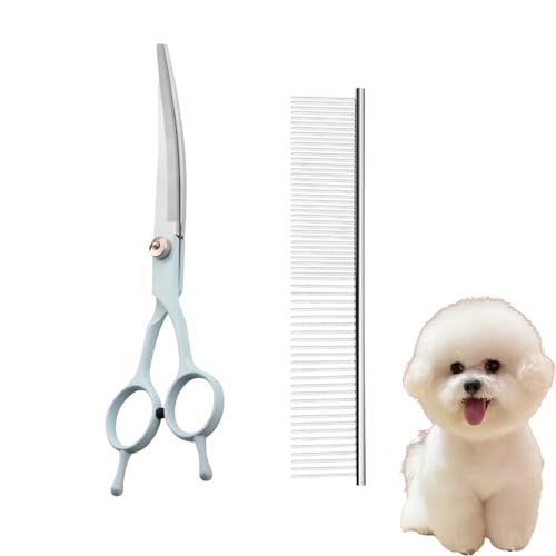 Dog Grooming Scissors Set – Professional Pet Shears for Grooming with Ergonomic Design, Ideal for Beginners and Professional Grooming at Home (curved scissor set) - color: Curved Scissor Set