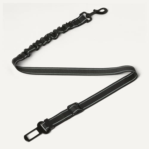 Amazon Basics Dog seat Belt, Adjustable Dog Car Harness, Adjustable Length 26"-39", Includes Collapsible Travel Bowl, Black - size: freesize