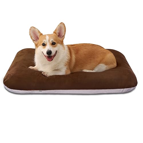 Magic Dog Super Soft Large Dog Bed Pad Mat Orthopedic Pet Beds 30 Inch Washable Anti Slip Dog Sleeping Mattress with Removable Cover, Dark Brown M - color: Dark Brown, size: 32.0"L x 24.0"W x 3.0"Th