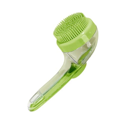 Handle Pet Bath Brush with Shampoo Dispenser Bath Silicone Bristles Washing Massage Shower Supplies Brushes for Dogs Soft Silicone Shampoo Massage Dispenser Grooming - color: Green